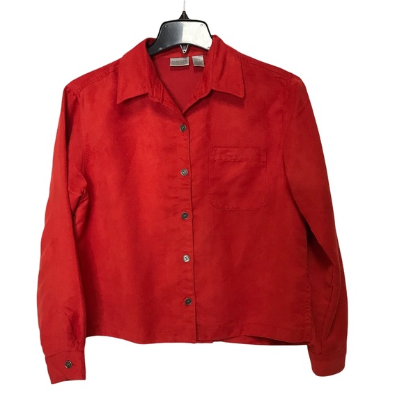 Chico’s Red Faux Suede Red Women’s Short Waisted Jacket sz1 (8/10) - Picture 3 of 9